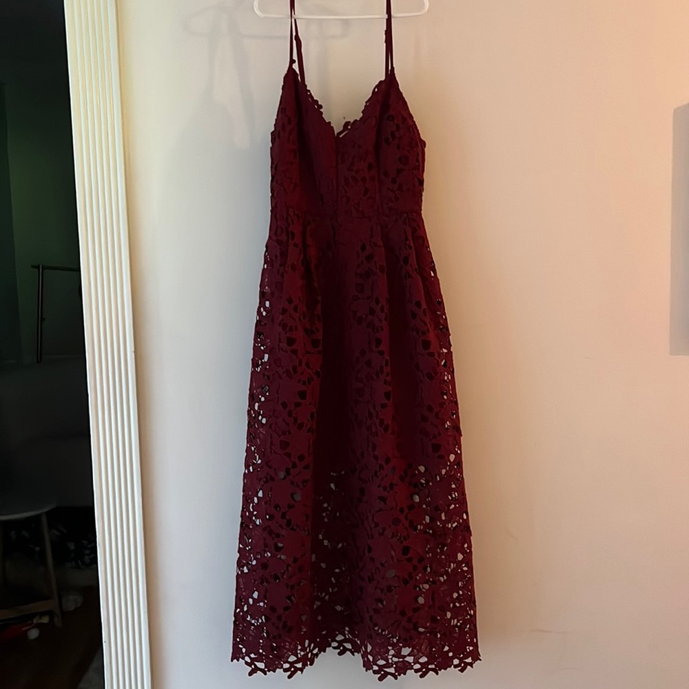 Maroon midi dress